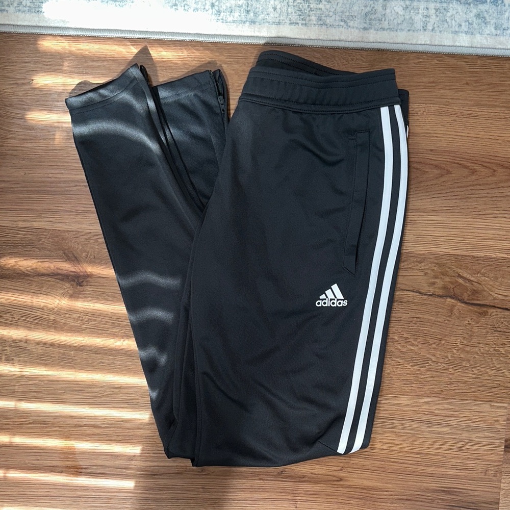 Adidas dark grey Joggers with White Stripes